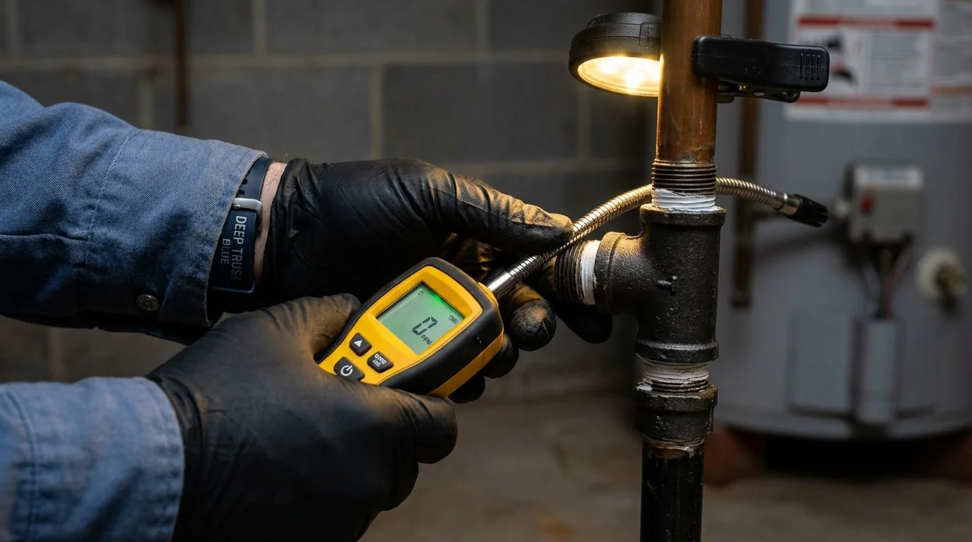 Gas leak detection with electronic sniffer by Johns Plumbing LLC in Powhatan Point